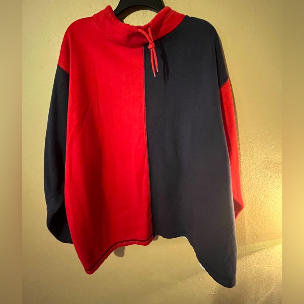 Vintage Red Blue Gray, Mock neck Sweatshirt